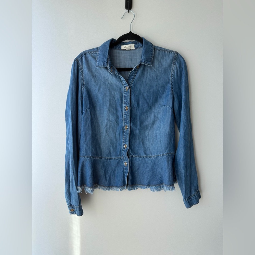 Bella Dahl Fray Ruffle Button Down Shirt